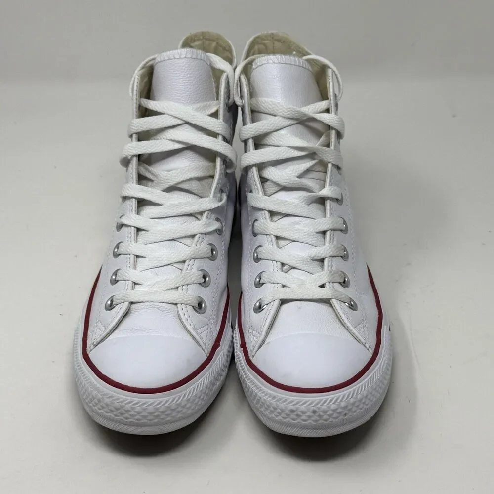 Converse All Star Chuck Taylor Mens 8.5 White Leather High Top Retro Shoes - Picture 8 of 14